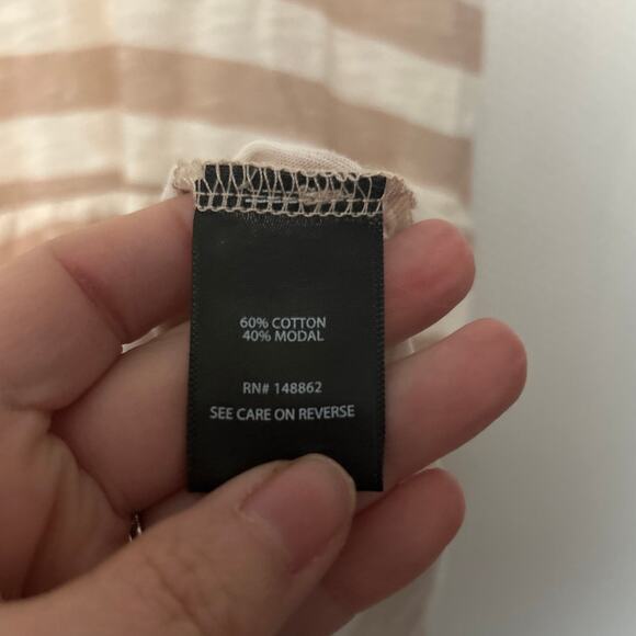 Torrid Peplum Tee Shirt Tan White Striped Babydoll Top Short Sleeve Casual 1X - Picture 6 of 10